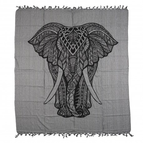 Fouta Jacquard 210x240 + flecos elefante rallado