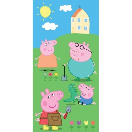 Toalla estampada para la playa Peppa Pig family 70x140 cm 100% algodón