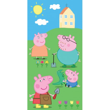 Toalla estampada para la playa Peppa Pig family 70x140 cm 100% algodón